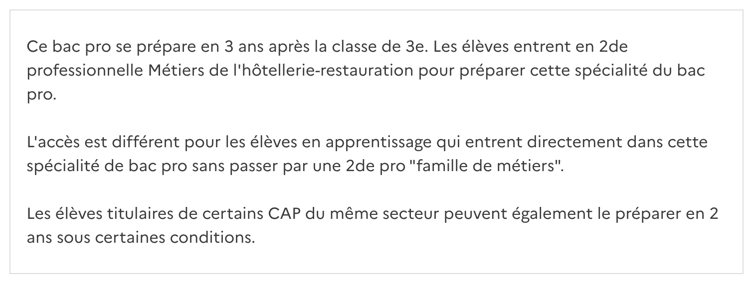 Informations sur l'admission