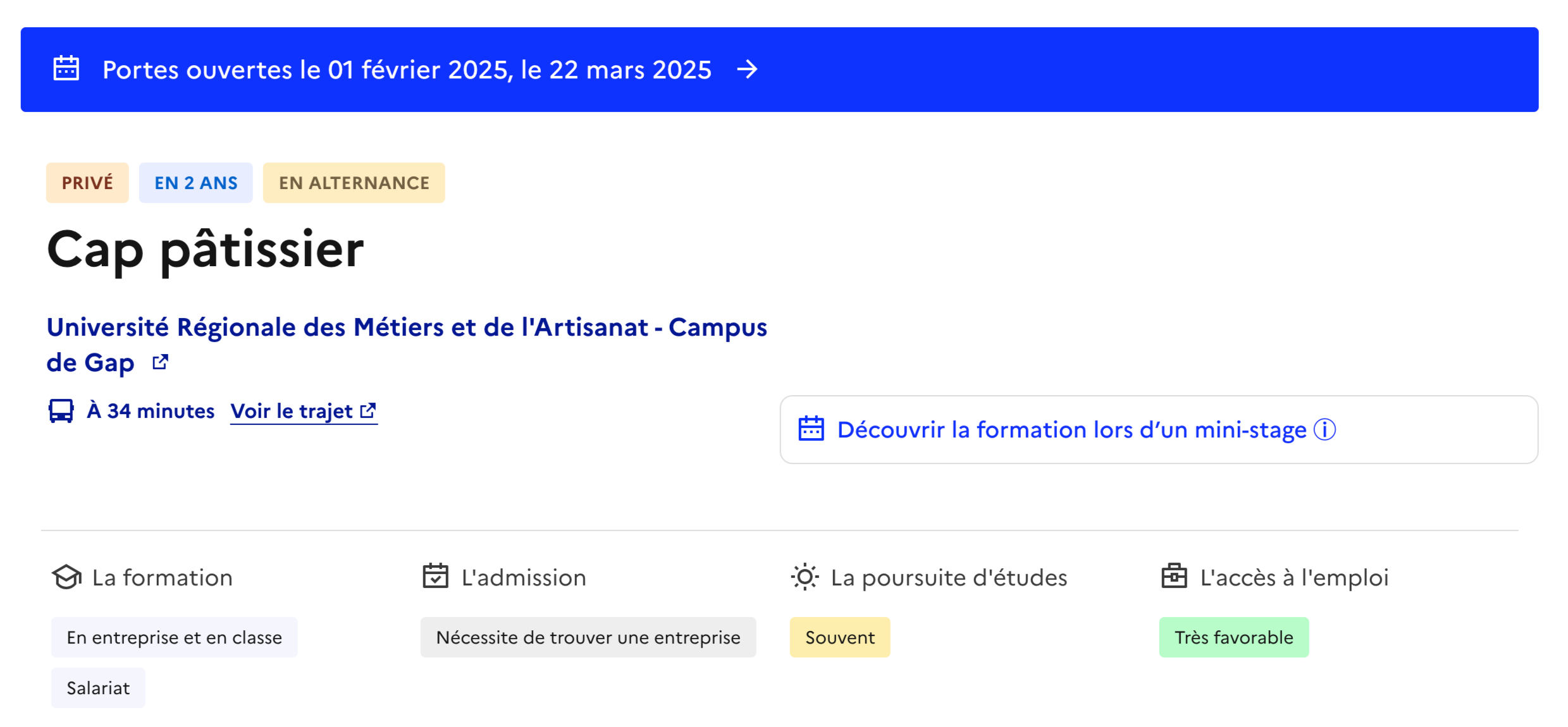 Exemple 1 : formation en alternance